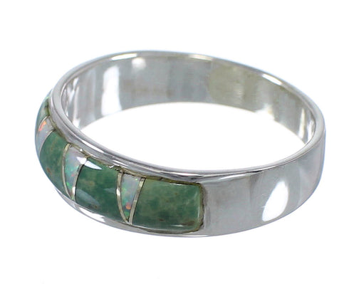 Southwest Turquoise Opal Inlay Sterling Silver Ring Size 6-1/2 RX82979